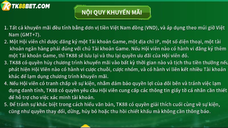 Nội quy khuyến mãi