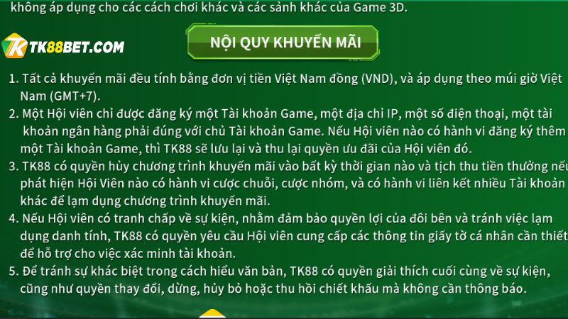 Nội quy khuyến mãi